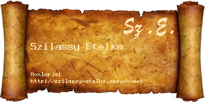 Szilassy Etelka névjegykártya